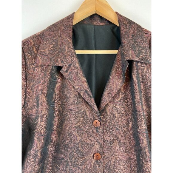 D'Allaird Women's Vintage Paisley Printed Metallic Sparkling Blazer Size… - Picture 3 of 9